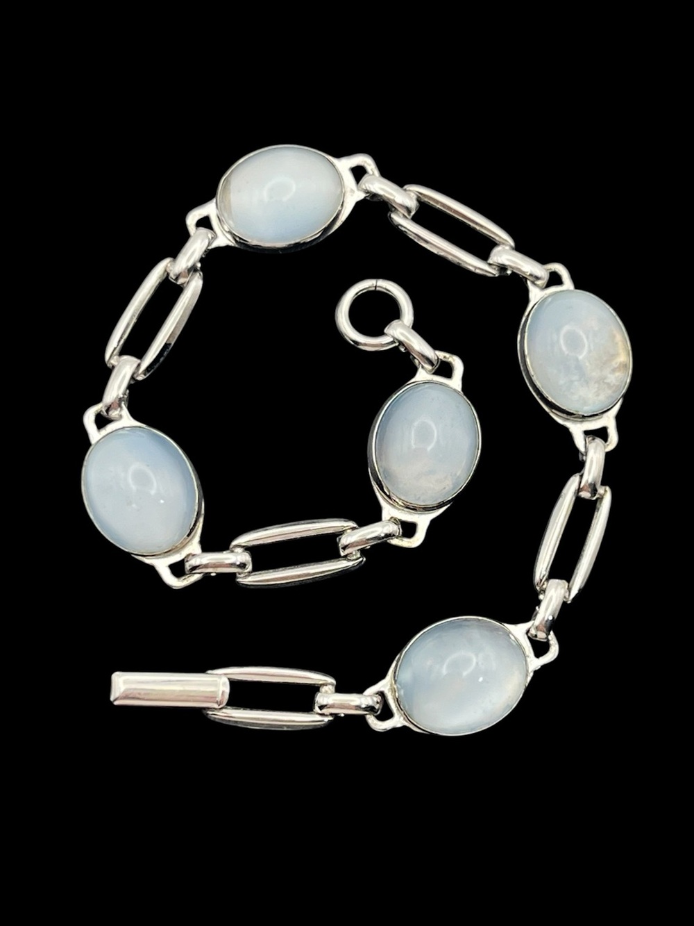 Danecraft faux moonstone cabochon sterling silver vintage bracelet